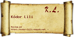 Kódor Lili névjegykártya