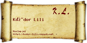 Kódor Lili névjegykártya